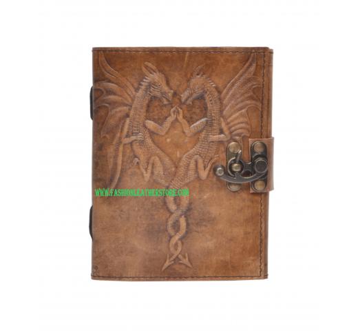 New Vintage Handmade Double Dragon Embossed Vintages Blank Paper Notebook Leather Journal Diary & Sketchbook